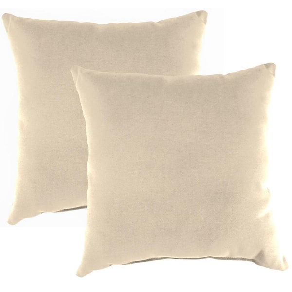 Jordan Manufacturing Sunbrella 16 in. x 16 in. Canvas Flax Beige Solid Square Knife Edge Outdoor Throw Pillows (2-Pack)
