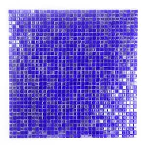 Galaxy Pulsar Blue Square Mosaic 0.3125 in. x 0.3125 in. Iridescent Glass Wall Pool Floor Tile (1 Sq. ft.)
