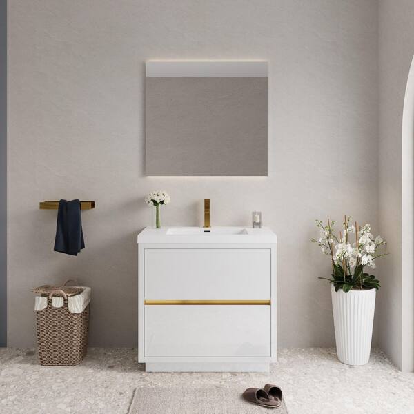 Ziyudura 36 in. Single Sink Freestanding White Bath Vanity with