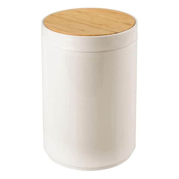 Unbranded 1.3 Gal. Cream Plastic Circular Trash Can with Swinging Closure Lid