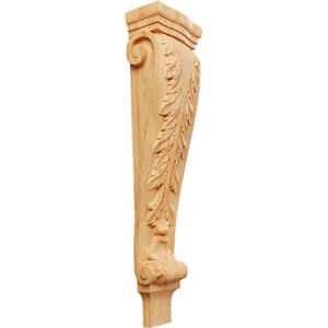 4-1/4 in. x 6-3/4 in. x 27-1/2 in. Unfinished Wood Red Oak Extra Large Acanthus Pilaster Corbel
