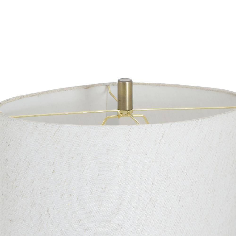 Matte Black and Brass Modern Table Lamp with Oatmeal Shade