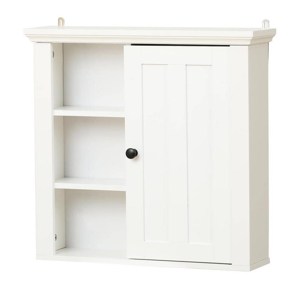 White MDF Bathroom Wall Cabinet with Adjustable Shelves