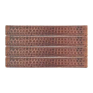 1 in. x 8 in. Hammered Copper Decorative Wall Tile in Oil Rubbed Bronze (4-Pack)