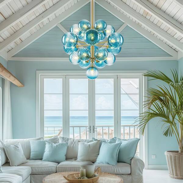 GoYeel Bublume 19-Light Gold Modern Artistic Gradient Blue Swirled