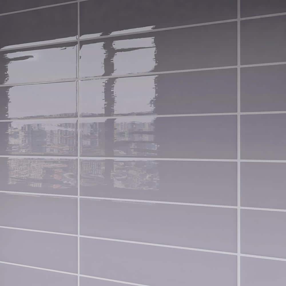 Light Gray Glossy Ceramic Subway Wall Tile 3x12