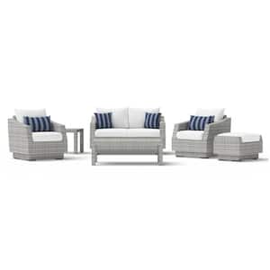 Cannes 6-Piece Wicker Patio Conversation Set with Sunbrella Centered Ink Cushions