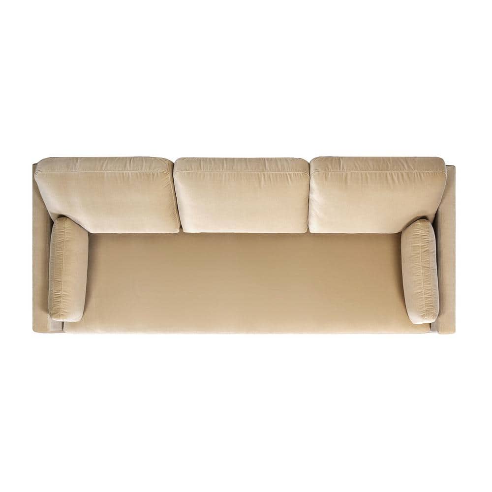 Knox 84" Fawn Brown Velvet Lawson Sofa with Removable Cushions