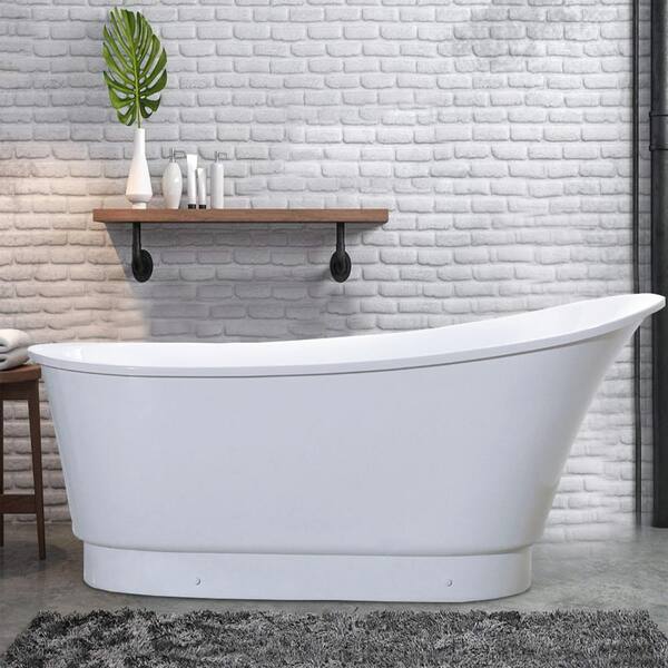 Cannes 67 in. Acrylic Flatbottom Freestanding Bathtub in White Cannes 67 in. Acrylic Flatbottom Freestanding Bathtub in White