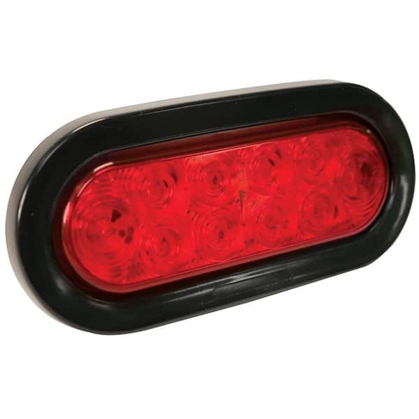 Blazer International Stop/Tail/Turn Signal 6 IN. LED Oval Light Red with Grommet and Plug