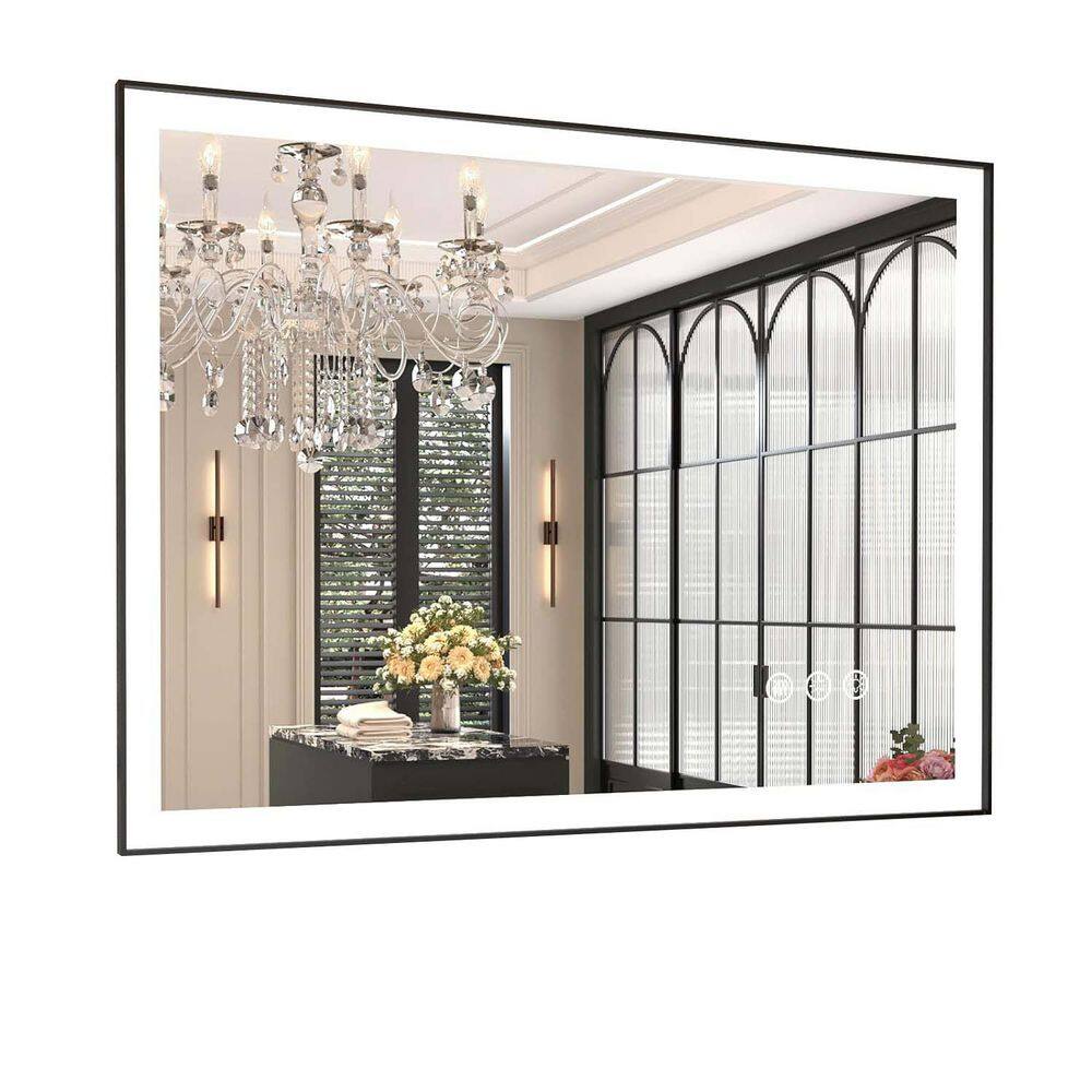 MOC 40 in. W x 30 in. H Bath Mirrors Rectangular Framed LED Light Wall Mount Bathroom Vanity Mirror with Memory Function price history on PriceWatchPro