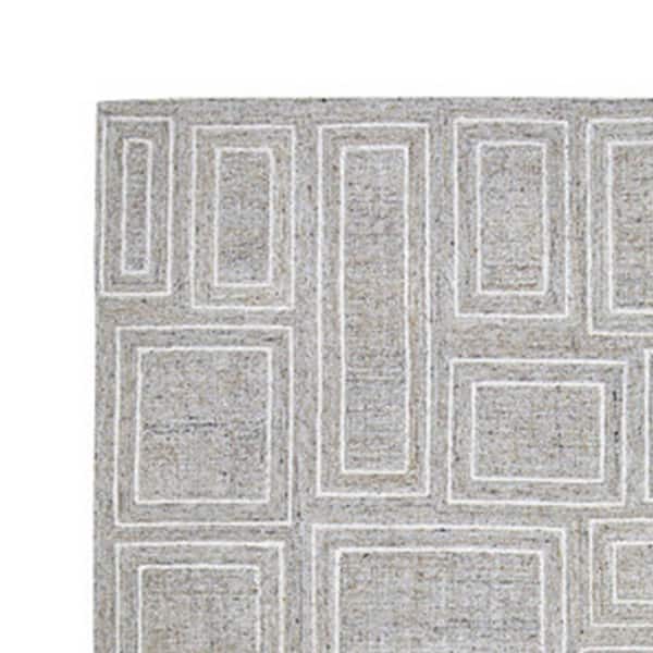 Bora 10 x 14 Gray and Ivory Geometric Area Rug