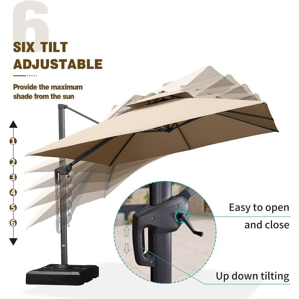 10 ft. Beige Aluminum Cantilever Patio Umbrella with 360° Rotation
