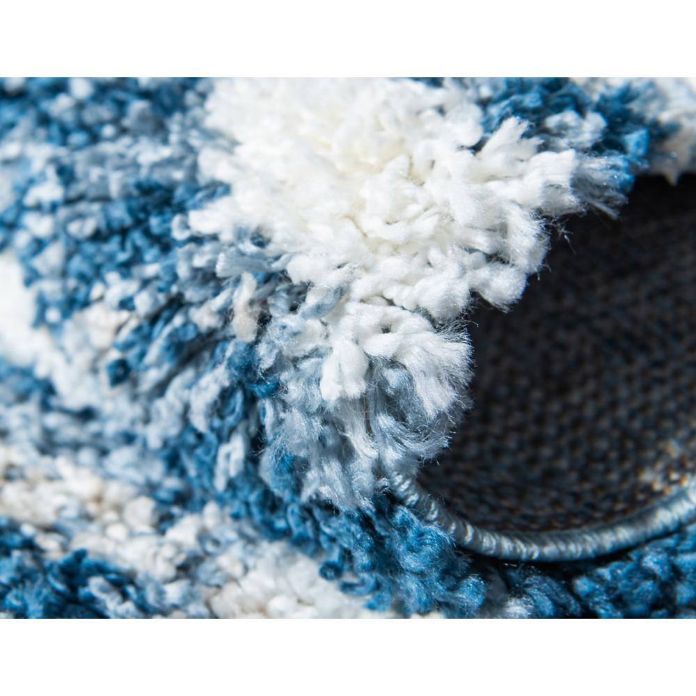 Blue Geometric Braided Shag 8' x 10' Synthetic Rug