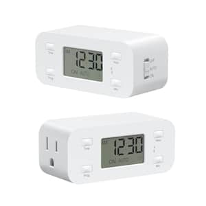 2-Pack 24-Hour Programmable Digital Electrical Chronologic Timers for Indoor Lamp Fan Aquarium, 1-Grounded Outlet