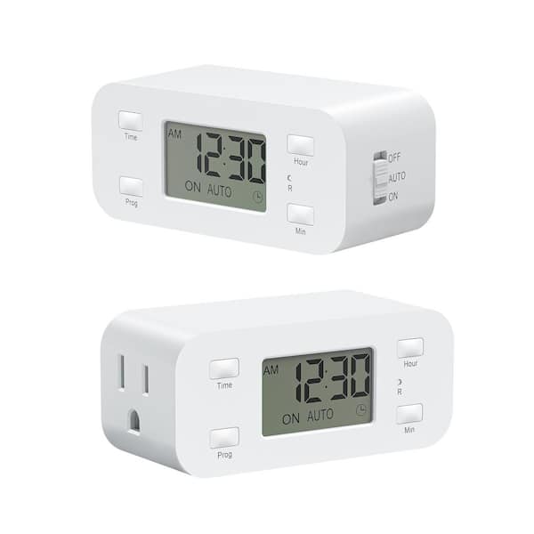 DEWENWILS 2-Pack 24-Hour Programmable Digital Electrical Chronologic Timers for Indoor Lamp Fan Aquarium, 1-Grounded Outlet