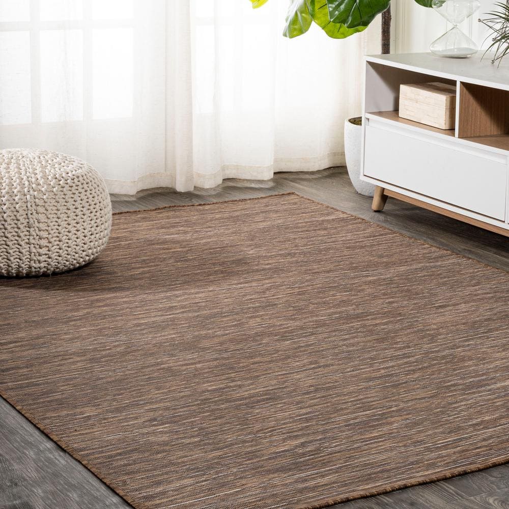 Ethan Brown Flatweave Synthetic 8' x 10' Area Rug