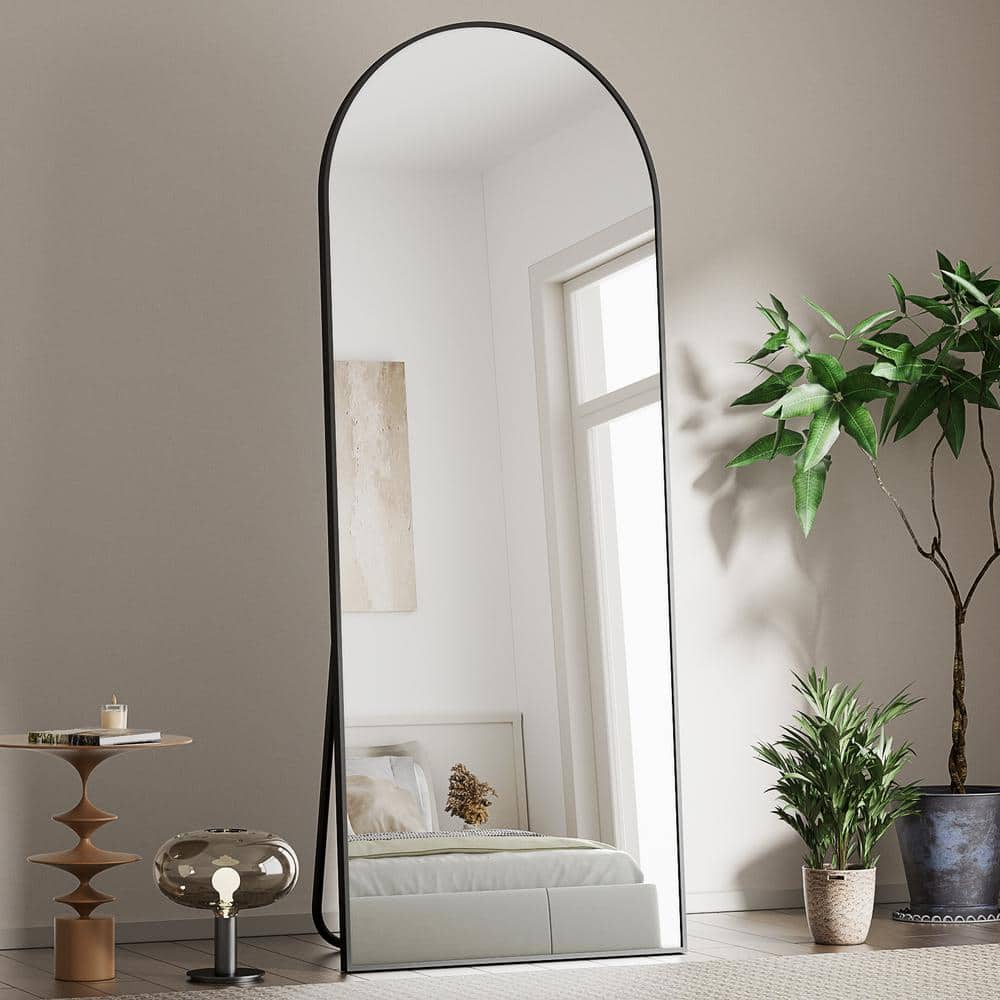 XRAMFY 25.6 in. W x 70.5 in. H Arched Modern Black Aluminum Alloy Framed Mirror Full Length Mirror Floor Mirror OMACSC256705-BK