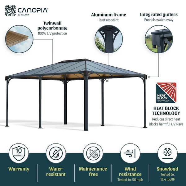 Martinique 12 ft. x 16 ft. Gray/Bronze Outdoor Gazebo