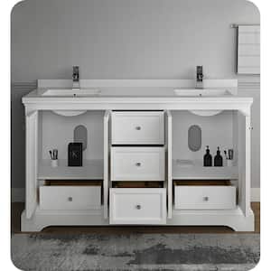 Windsor 60 in. W Traditional Double Bath Vanity in Matte White