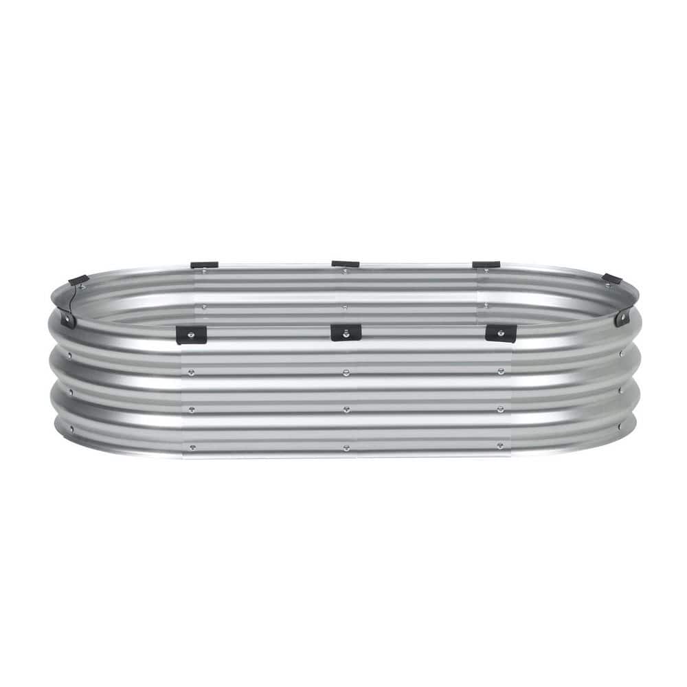 4 x 2 x 1 ft. Silver Aluminum Outdoor Galvanized Metal Raised Garden Bed with Open Bottom, Oval Planter Raised Bed price history on PriceWatchPro