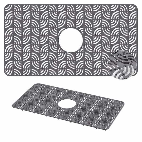 26 x 14 in. Premium Silicone Sink Protector Mat with Center Drain Cutout, Heat-Resistant and Non-Slip