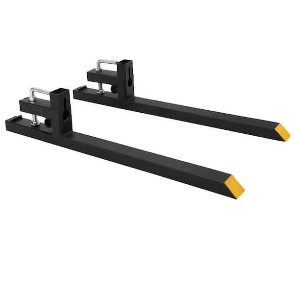 60" 4000lbs Clamp on Pallet Forks Heavy Duty Tractor Forks without Adjustable Stabilizer Bar Quick Attach Pallet Fork