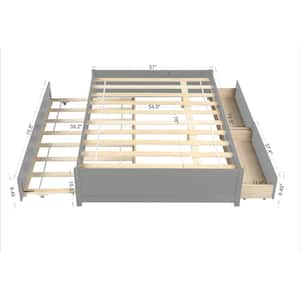 79.52 in.W Gray Full Size Wood Platform Bed with Twin Size Trundle and Two Drawers