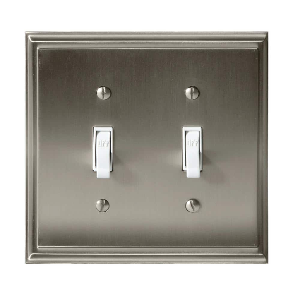 Satin Nickel Double Toggle Light Switch Wall Plate