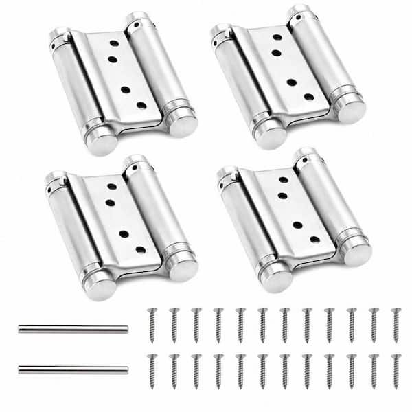 4-Pack 3 in. Double Action Door Hinges, Commercial Grade Stainless Steel Self Closing Door Hinges for Cafe, Bar, Silver