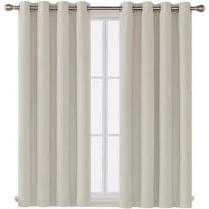 34 in. W x 63 in. L Blackout Curtains with Grommet Top Room Darkening Noise Reducing, Beige（2 Panel）