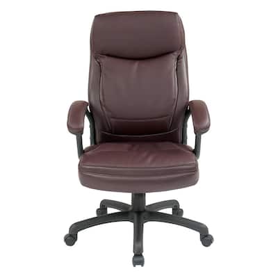 Executive High Back Burgundy Bonded Leather Chair with Locking Tilt Control and Match Stitching