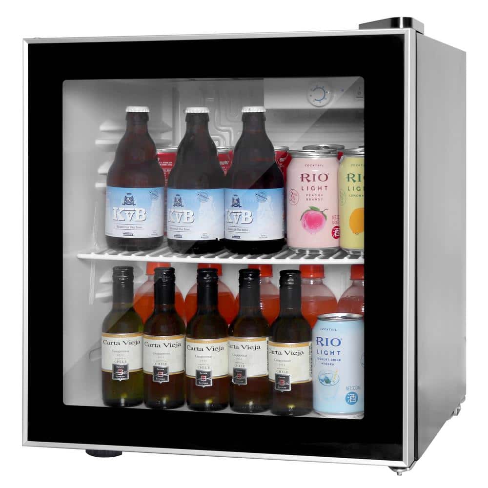 Elexnux 1.6 cu. ft. 60 Cans Mini Fridge Wine Cooler and Beverage Refrigerator with Glass Reversible Door for Soda Beer or Wine, Black -  NBHK-574JG1