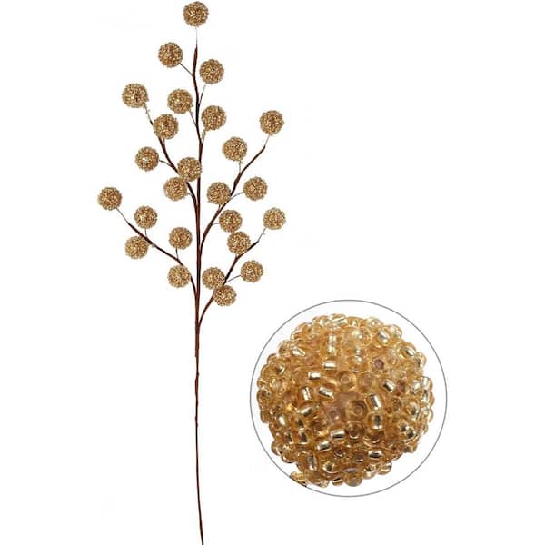 Larksilk 5 in. Gold Artificial Holly Berry Stem Picks - 12 Pack Wire Stem Branch Sprays, Floral Home by Artificial Flowers