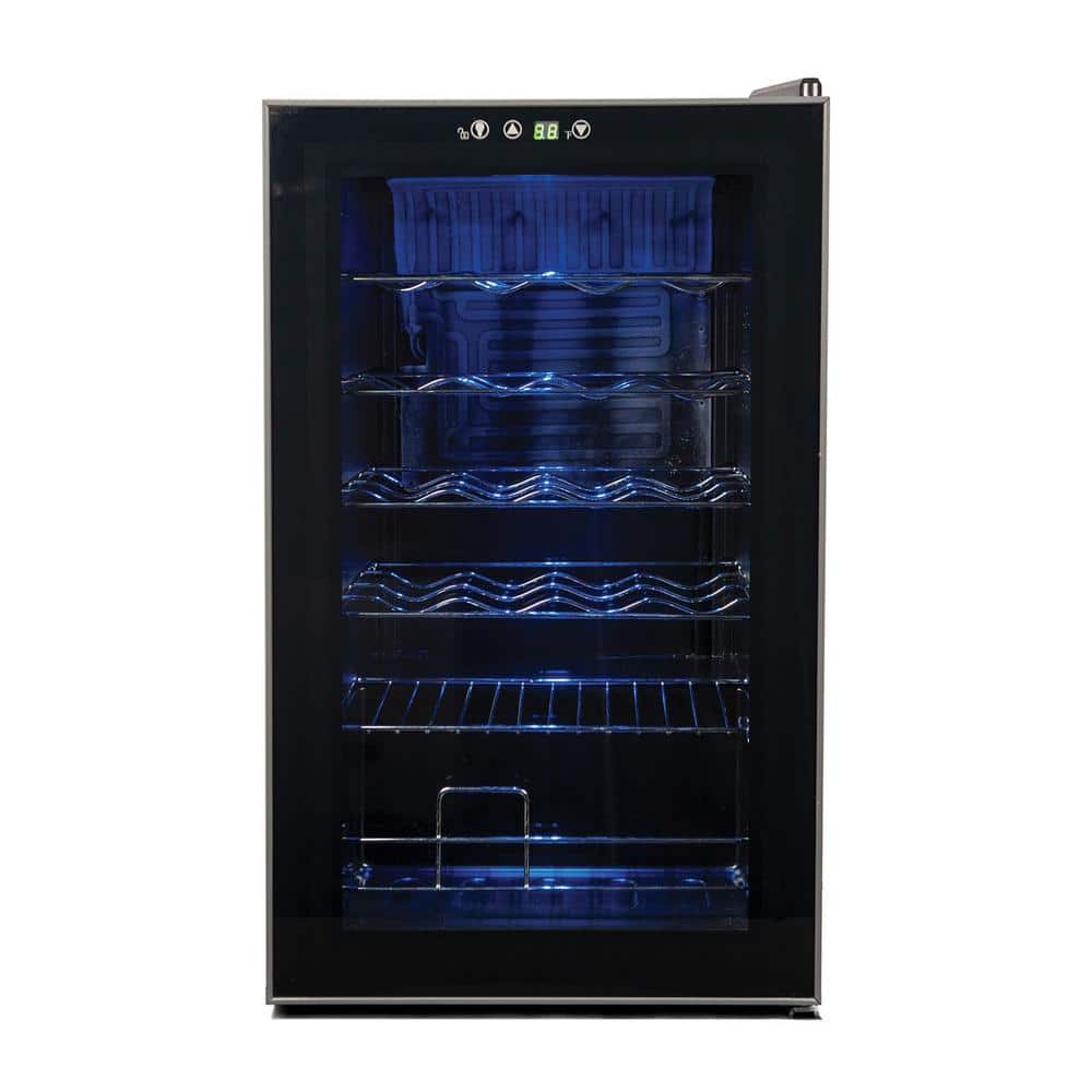 Black Stainless Steel Freestanding Wine Cooler with LED Lighting