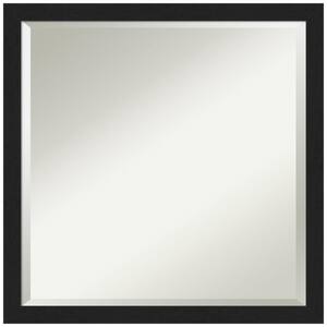 Grace Brushed Metallic 21.88 in. x 21.88 in. Modern Square Framed Black Narrow Bathroom Vanity Mirror