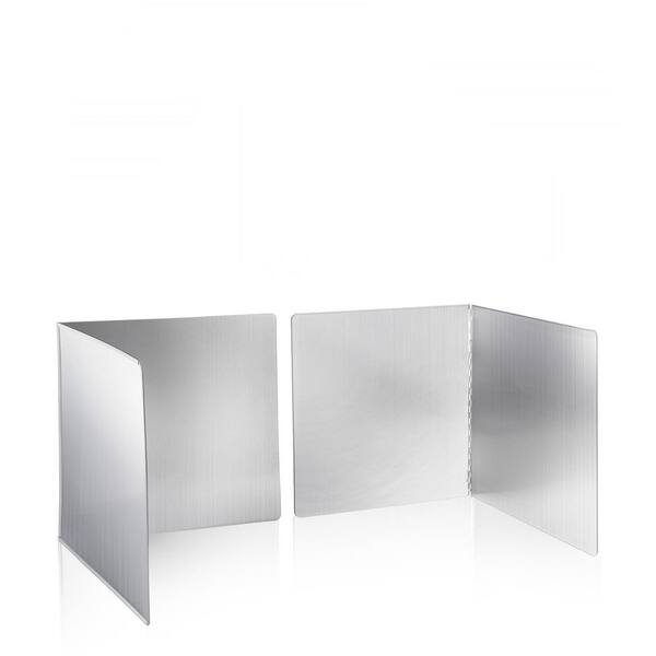 2-PiecesStainless Steel Foldable Grease Splatter Guard Oil Splash Protection Cooking Backsplash Panel Screen