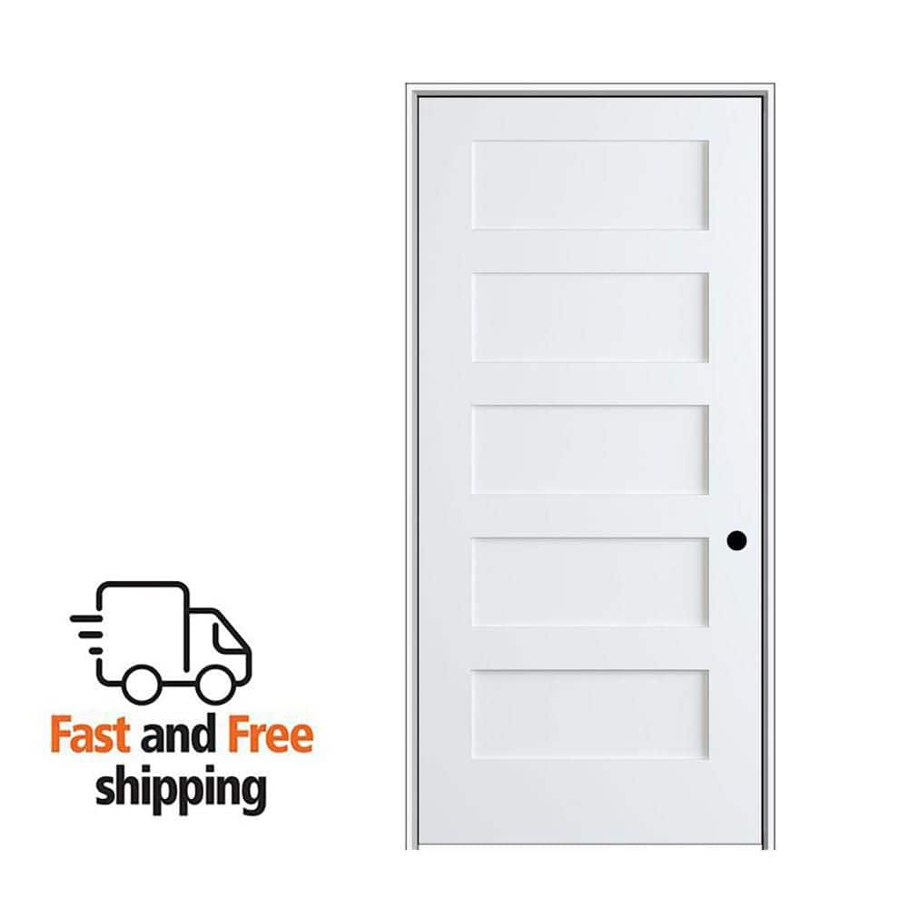 MMI DOOR Shaker Flat Panel 34 in. x 80 in. Left Hand Solid Core