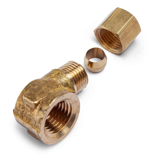 LTWFITTING Brass 1/4-Inch OD x 1/8-Inch Male NPT Compression Connector  Fitting(Pack of 5)