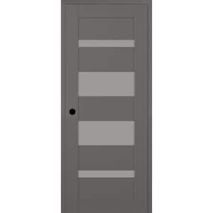 Mirella DIY-Friendly 32 in. x 84 in. Right-Hand 5-Lite Frosted Glass Gray Matte Composite Single Prehung Interior Door