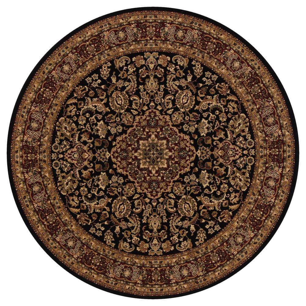 Concord Global Trading Silk Road Black 5 ft. Round Medallion Area Rug ...