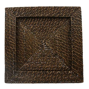 13 in. Brown Square Rattan Charger (Set of 4)