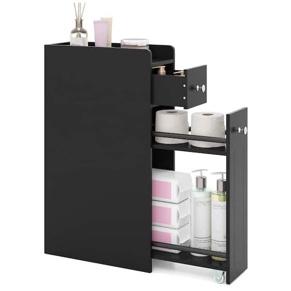4-Tier Bathroom Storage Cabinet with Rolling Drawers, Slide-Out Bins, Mobile Organizer