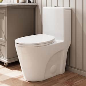 1-Piece 1.1/1.6 GPF Dual Flush Elongated WaterSense ADA Toilet in White with Map Flush 1000g, Soft Closed Seat Included