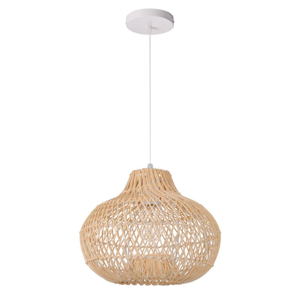 60-Watt 1-Light Natural Handwoven Rattan Pendant Light with Spherical Shade, No Bulbs Included, 12 in. price history on PriceWatchPro