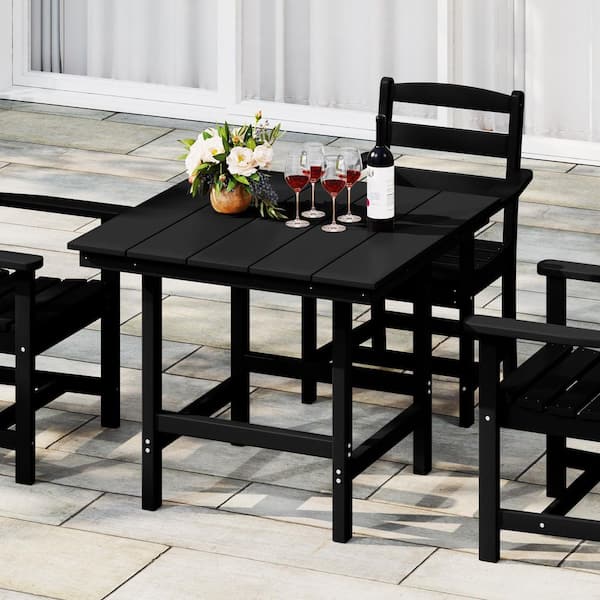 Shoreside Outdoor All Weather Plastic 36 in. Square Patio Dining Table in Black