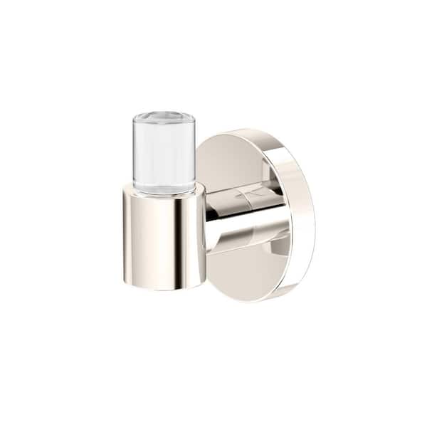 Clarion J-Hook Robe Hook in Crystal-Clear Acrylic Polished Nickel