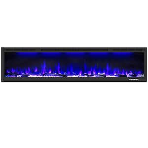 84 in. Wall-Mount Electric Fireplace Insert in Black, Lifelike Flames and Adjustable Thermostat, 1500 Watt, Black