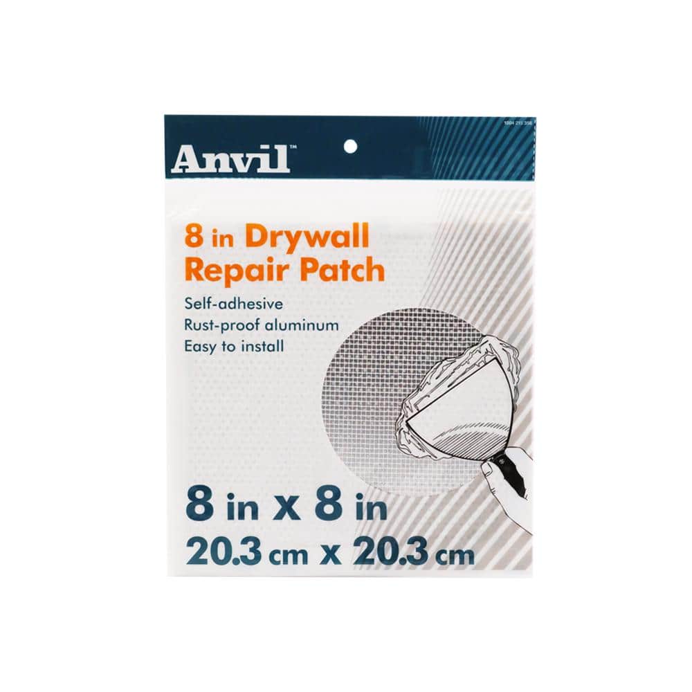 Drywall Repair Patches 8" x 8" Self-Stick Mesh & Metal 10-Ct Fist Size 