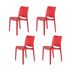 Sensilla Red Stackable Resin Outdoor Dining Chair (4-Pack)
